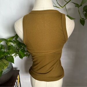 High necked ribbed tank